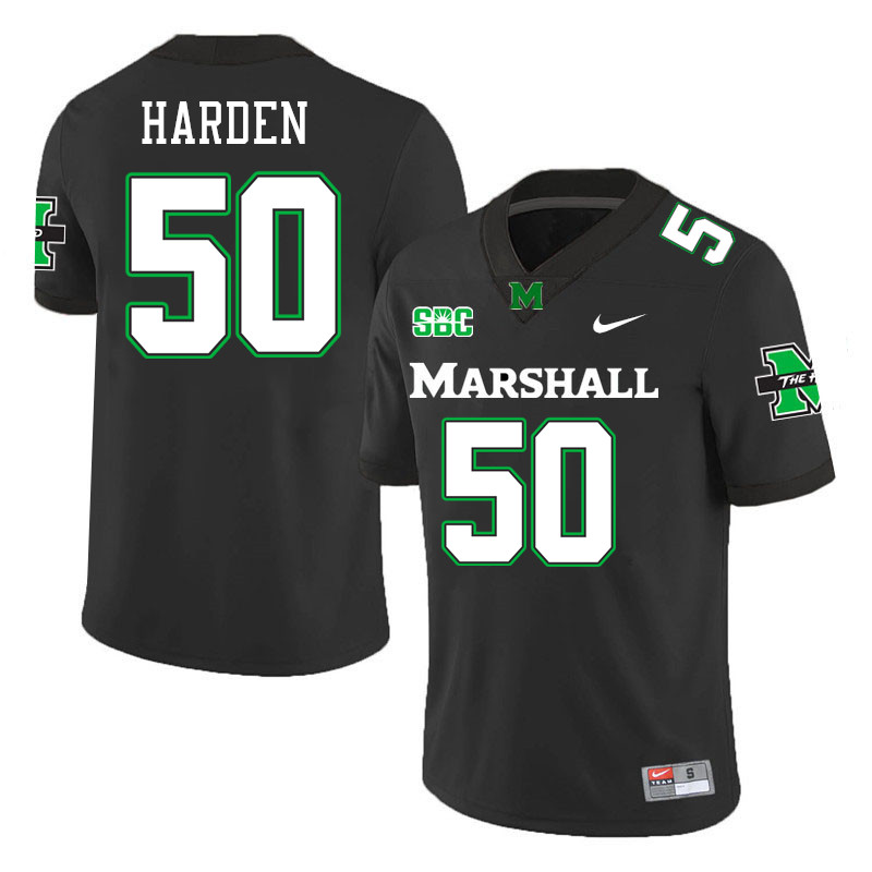 Marshall Thundering Herd #50 Henry Harden College Football Jerseys Stitched-Black